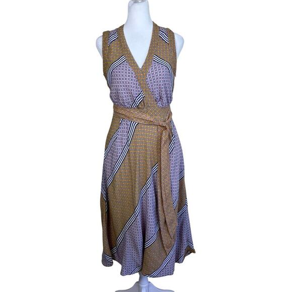 Anthropologie Maeve Carla Faux-wrap Midi Dress Fit & Flare Boho Print Feminine - Picture 3 of 16